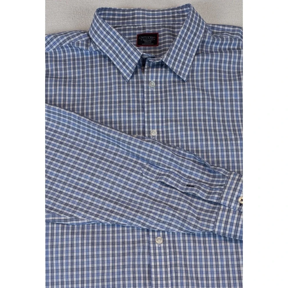 UNTUCKit Men's Check Dress Shirt Long‎ Sleeve Button Down Collared Shirt